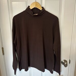 NWT Vintage Woolrich Mockneck Pullover Women XXL Brown Cotton Long Sleeve
